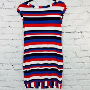 TRINA TURK SHEATH NAUTICAL MULTI-COLORED STRIPED DRESS SIZE (S)